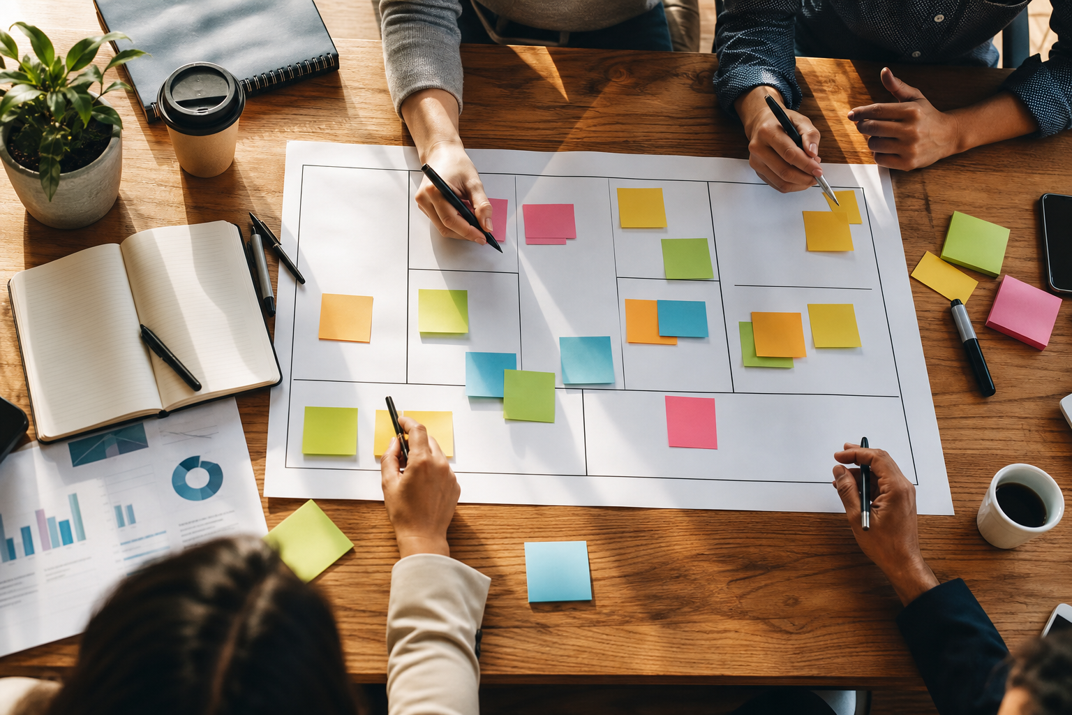 Business model canvas, post-it e brainstorming